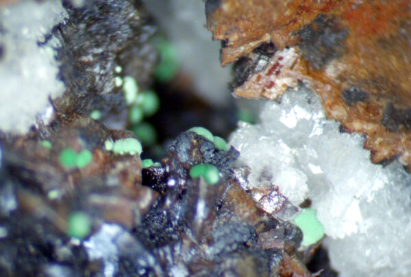 Ghoetite, ankerite, calcite, malachite