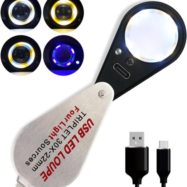 Rechargeable 30x Jewelers loupe with Light