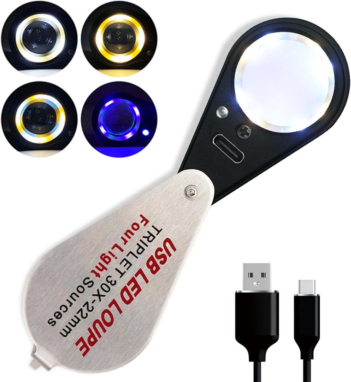 Rechargeable 30x Jewelers loupe with Light